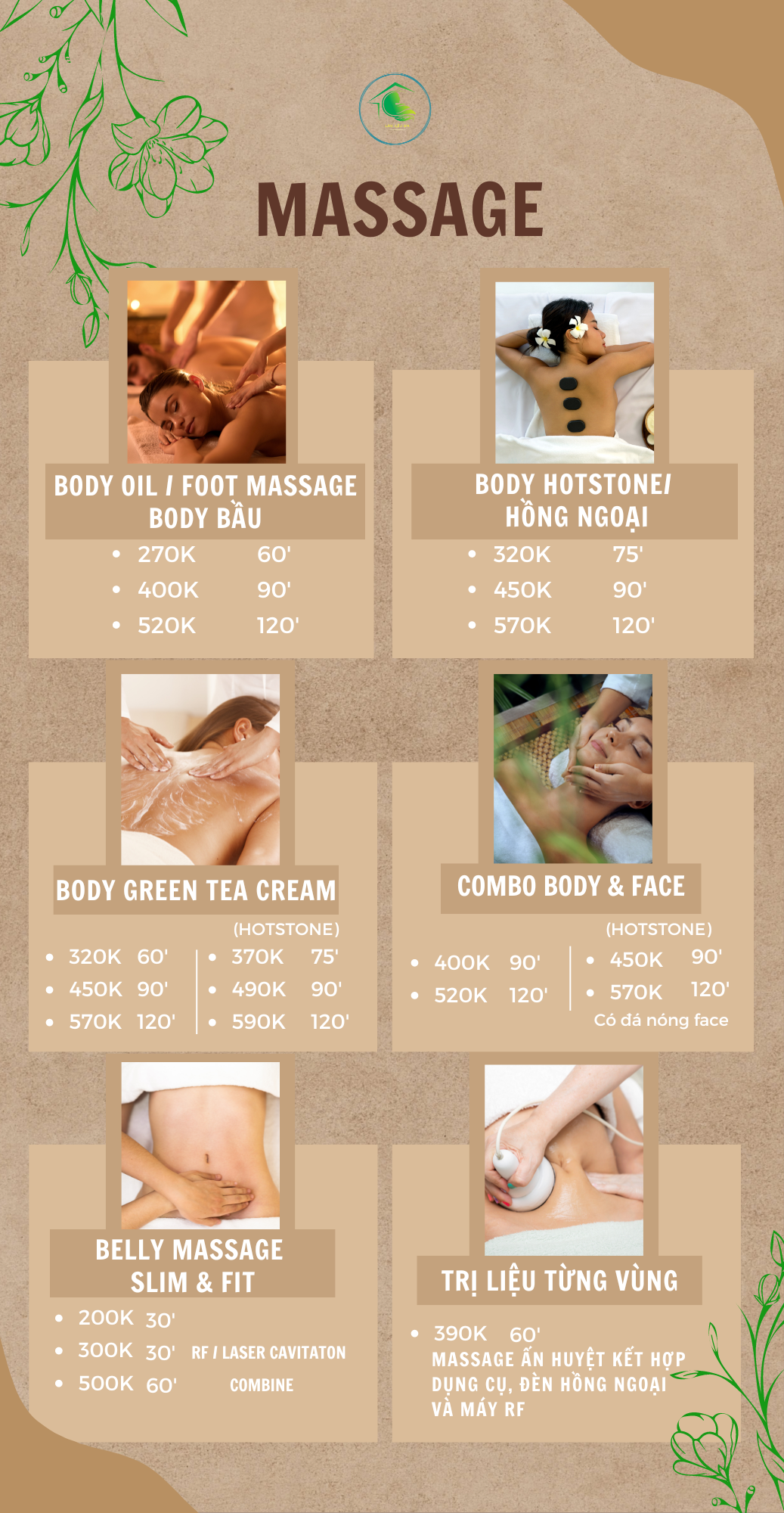 BẢNG GIÁ MASSAGE